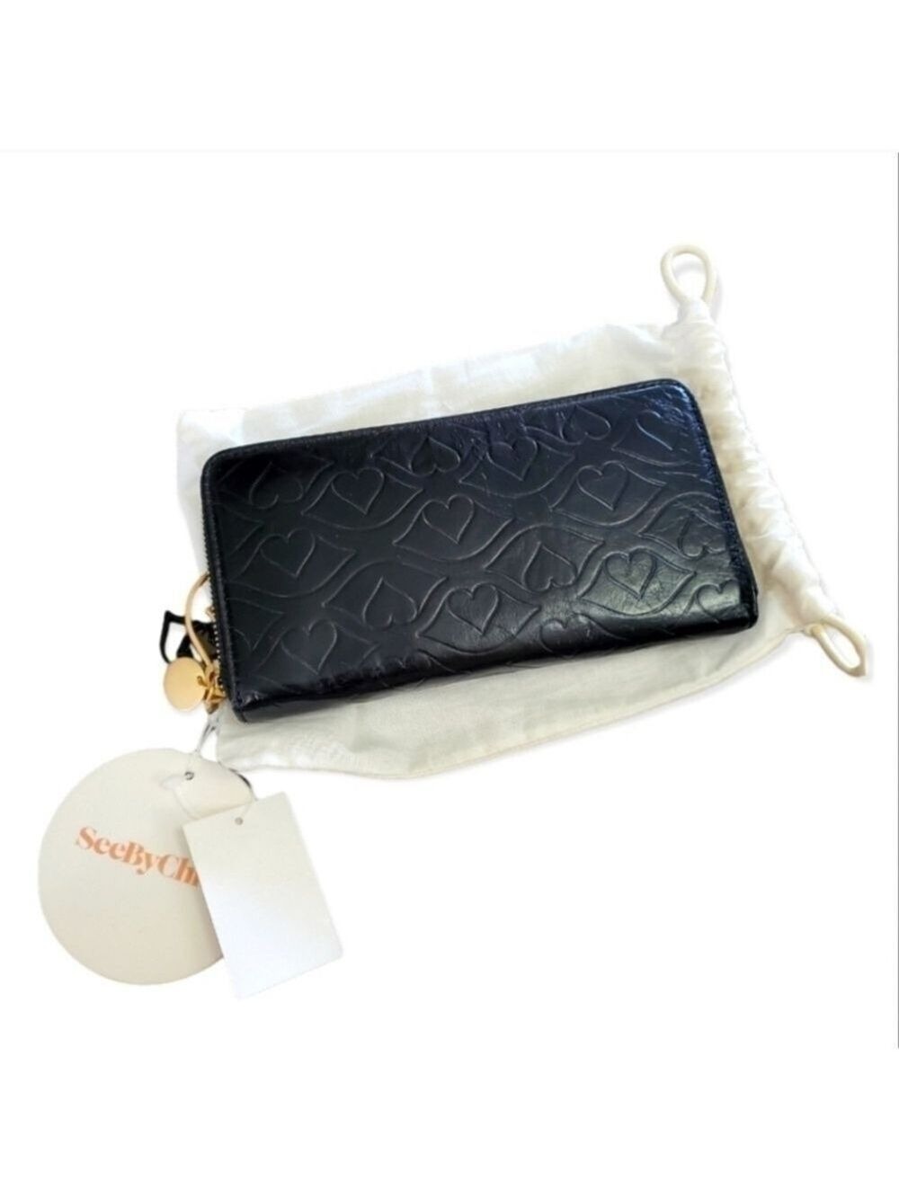 See by Chloe Black Embossed Leather Wallet Cardholder